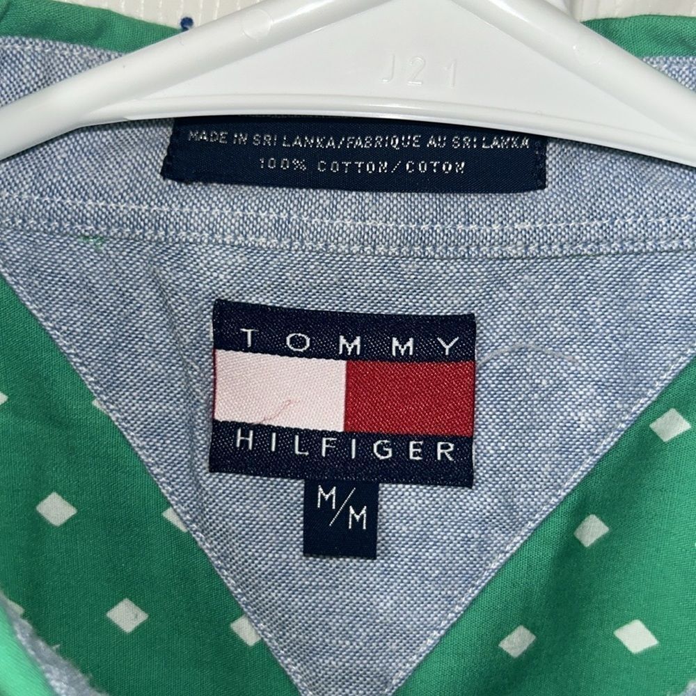Tommy Hilfiger Green & White Printed Button Down Men’s Shirt(Size Medium) - Picture 4 of 5